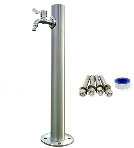 Wassersäule Garten, Edelstahl 304 Wasserzapfsäule Garten mit Innenisolierung für Hof, Park und Garten(60x6cm/24x2in)