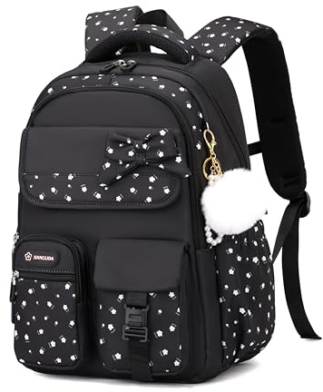 Amythe Cartable École Ados Filles 6 à 15 ans Imperméable Noir