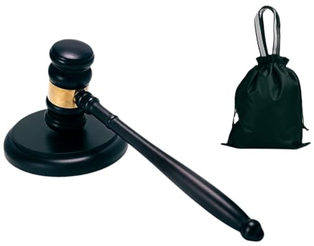 Abiyou Mazo de Madera para Juez, Martillo de Madera con Bloque de Sonido, Mazo de Madera y Bloque de Sonido,Martillo de Madera y Bloque, Ideal para Abogados, Reuniones, Debates, Jueces, Subastas