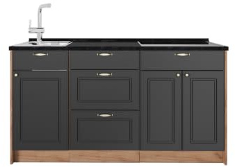 Vicco Köksblock Fame-Line, Herrgård i antracitguld, 150 cm, AP Antracit, för individuell expansion med kompatibla moduler