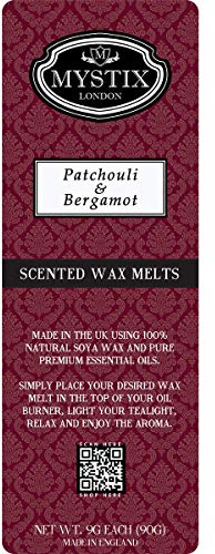 Mystix London | Patchouli & Bergamotte - Wachsschmelzen in Clamshell-Verpackung 90g (10 Cubes) | 100% natürlich Sojawachs | langanhaltend Fragrance für Aromatherapie & Soothing Atmosphere