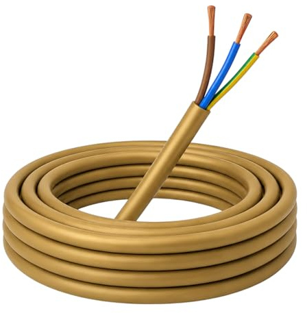3m Stromkabel Gold 3x0,75 mm² 3-adrig H03VV-F PVC Elektrokabel flexible Schlauchleitung Kabel