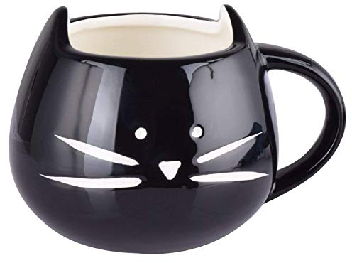 DMZK 300 ml Tazza da caffè,Ceramica Carina Coppa in Ceramica Boccale(Nero)