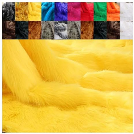 FABRICS-CITY FLOKATI TEDDYFELL STOFF KARNEVAL BEKLEIDUNG BASTEL REQUISITEN FOTOSHOOTING DEKO (Gelb, 50X150cm)