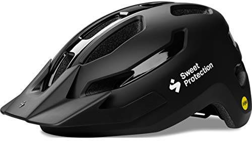Sweet Protection Ripper MIPS Mountain Bike Helmet - Comfortable MTB Helmet with MIPS Evolve Safety, 360 Occigrip Fit System & Break-Away Visor - One Size 53–61 cm, Matte Black