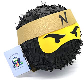 Nislai Ninja Pinata - Ideal für die Ninja Party - Pinata Geschenk - Pinata Geburtstag - Farbe zur Auswahl: grün, schwarz, blau, rot (schwarz)