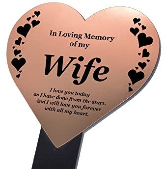 Moglie Memorial Remembrance Plaque Stake, a forma di cuore, rame, impermeabile, per esterni, marcatore per tomba, omaggio