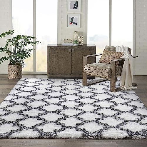N / A Teppiche Wohnzimmer Shaggy Hochflor Teppiche​Wohnzimmer Teppich Langflor Flauschig Teppiche Schlafzimmer für Wohnzimmer Esszimmer Kinderzimmer Schlafzimmer (Weiß, 120 x 160 cm)
