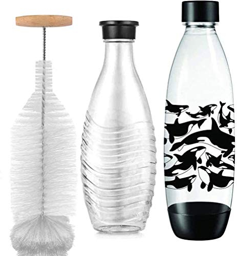 Grunda Goupillon de 35 cm Compatible avec Bouteille en Verre Sodastream, Brosse de Nettoyage Anti-Rayures, Brosse de Nettoyage avec Ajustement Parfait pour Carafe en Verre