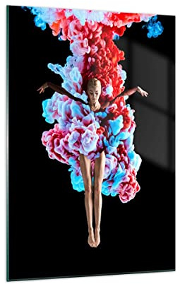 Vidrios decorativos Chica Colorido Humo Cuadro Sobre Vidrio Moderno 70x100cm Decoracion Salon Dormitorio Cocina Cuadros Pared Impresiones Grande Impresión en Cristal Wall Art Prints GPA70x100-4505