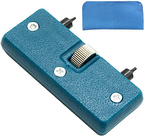 Professional Watch Back Remover Tool, Metal Adjustable Rectangle Watch Back Case Cover Press Closer & Opener Opening Removal Screw Wrench Repair Kit Tool for Watchmaker,with watch cleaning cloth