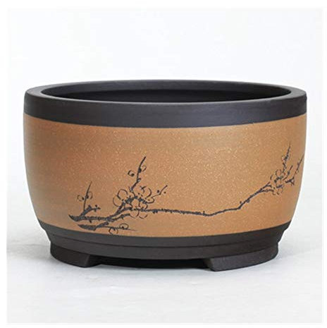 Vaso per bonsai in ceramica rotondo grande, medio e piccolo, vaso per bonsai verde vaso per piante a forma di tamburo, stile cinese, vaso di ventilazione, vaso per piante in ceramica, adatto per la