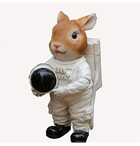 Garten Outdoor Statue Outdoor Garten Innenhof Cartoon Katze Ornamente Harz Simulation Astronaut Spaceman Kreative Dekoration Landschaft Skulptur (Farbe: A)