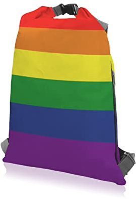 ONISM Zaino arcobaleno, 12 litri, 30 x 50 cm, borsa da palestra, borsa per la spesa, funzione avvolgente, chiusura lampo, impermeabile, bandiera, Multicolore, Taglia unica