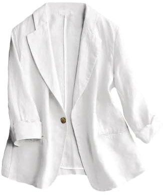 IDEALSANXUN Blazer en lin léger à manches 3/4 pour femme, pour l’été et le printemps