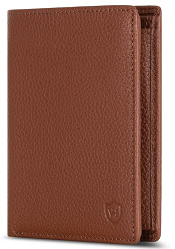 VON HEESEN Leder Geldbörse RFID Schutz I Echtleder Geldbeutel für Damen & Herren I Portemonnaie Brieftasche Wallet Portmonee (Cognac-Braun)
