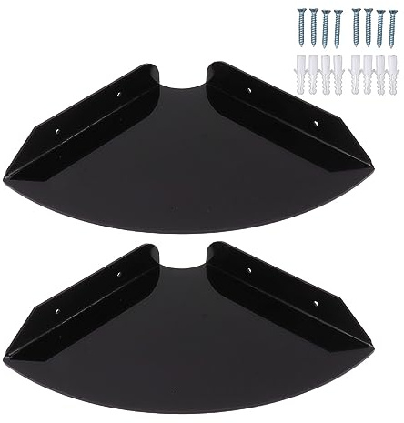 Buachois 2 Estantes De Esquina Flotantes, Estantes De Esquina Colgantes De Un Cuarto De Vuelta para Montaje En Pared, Estante De Pared De Esquina De Acrílico para Exhibición De Coleccionables (Negro)