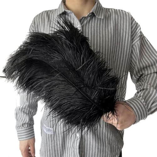 10 Stück Straußenfedern für Hochzeit, Party, Dekoration, Bastelfedern, Tafelaufsatz, Kunsthandwerk, Zubehör, Pflaumen, Großhandel, Schwarz, 40–45 cm
