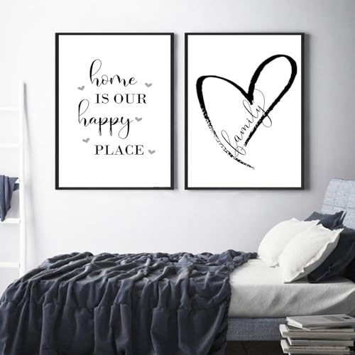 Herfair Bilder Wohnzimmer Poster 2er Set Schwarz-Weiß Liebe Text Wandbilder Wohnzimmer Einfachheit Wanddeko Leinwandbilder Ohne Rahmen (50 x 70 cm)