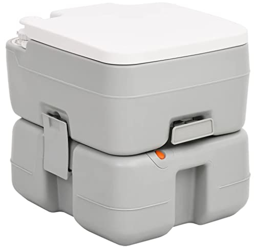 Tragbare Toilette, Töpfchenklo für Poolparty, Camping, Wohnwagen, Picknick und Festivals, tragbare Campingtoilette Grau und Weiß, 15 + 10 l HDPE