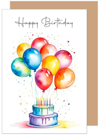Edition Seidel Biglietto di auguri di alta qualità con busta. Happy Birthday Billet per uomo donna bambini palloncini colorati (G3567 SW024)