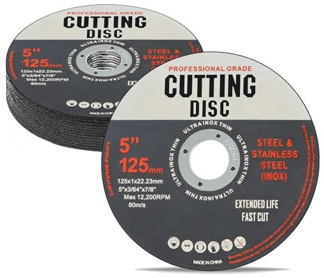13PCS Angle Grinder Discs 22.23mm X 125mm X 1mm Angle Grinder Cutting & Slitting Discs, Strong Grinding Discs,Thin Metal Cutting Discs for Fast & Precise Cutting of Steel, Iron,& Ferrous Metals