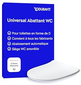 Duravit Sedile Univavo, sedile wc universale ovale, Sedile della toilette con doppio meccanismo a chiusura rallentata, tavoletta wc Sgancio rapido per una facile installazione, prodotto in UE, Bianco