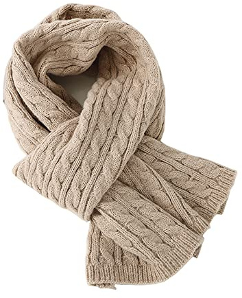 TQVLNMCR Dicker Strickschal, Zopfmuster, Wickelschal, grober, Warmer Schal for Männer und Frauen(Khaki)