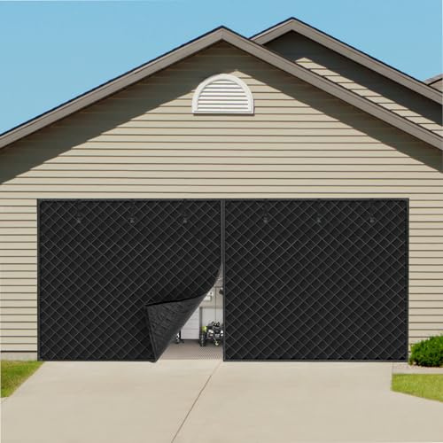 Ddtohan Garage Door Screen, Winter Insulated Door Curtain, Magnetic Thermal Insulated, Black, 8ft x 7ft