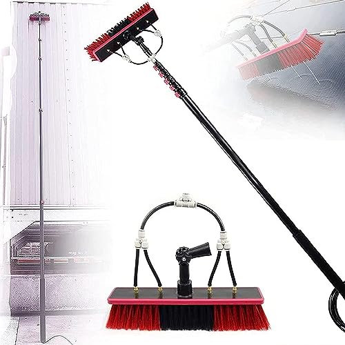Limpiacristales telescópico de 3,6-10,8 m, Poste de Limpieza de Ventanas, Cepillo telescópico Alimentado por Agua, Kit de Limpiador de Ventanas, Equipo de Lavado de Paneles solares extensibl