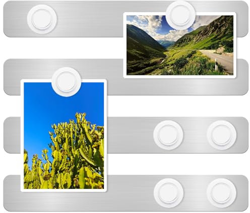 DUJEQM magnettafel Memotafel, 30.77X4.77cm Selbstklebend Magnetleisten pinnwand magnetisch magnetwand magnetleiste Edelstahl metallband memoboard mit 7 Weiß Magnete für Büro Fotowand Dokumente 4 Stück