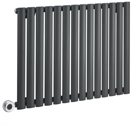MILANO 800W Anthracite Single Oval Panel Electric Radiator Plug 635x826mm
