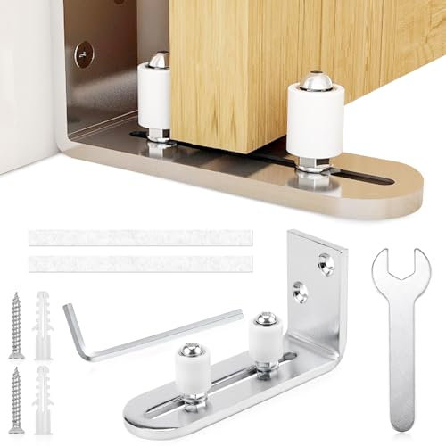 Guía de suelo para puerta corredera, base ajustable, guía de rodillos de acero al carbono, herraje para puerta corredera con herramienta para sistema de puerta corredera, riel para puerta de granero