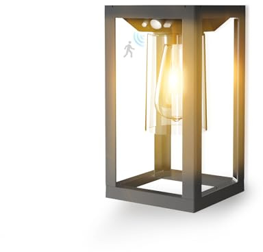 Moman Solarlampen für Außen, 2 Pack Solar-Wandlaterne mit Bewegungssensor, 3 Beleuchtungsmodi, IP64 Wasserdichte Solar Aussenleuchte für Garage, Terrasse und Patio