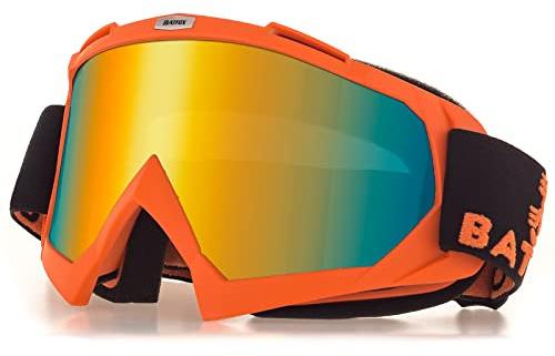 Motocross Brille Mtb Brille Dirt Bike ATV Crossbrille goggle Sicherheit Tactical Riding Motorradbrillen für Herren Damen Jugend (Orange, Small)