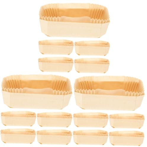 FUNNETOYU 3ensembles Moule à Gâteau Bois avec Doublure Papier De Moules à Pâtisserie Forme De Barquette pour Biscuits Pains Et Gâteaux Résistant Chaleur Facile à Nettoyer Et