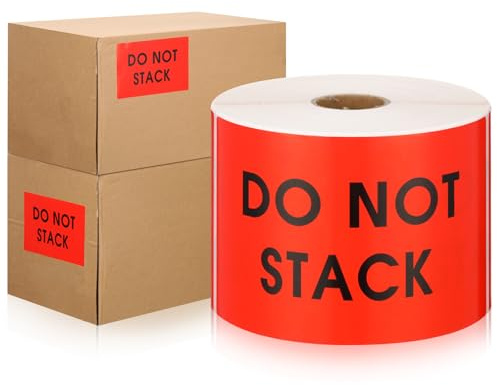Trandraft 3 x 5 Red Do Not Stack Stickers Shipping Warning Packing Labels for Shipping and Packing Warning Labels with Permanent Adhesive (1 Roll, 500/roll)