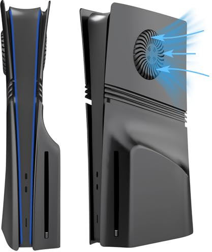 FacePlates pour PS5 Pro Disc Edition Plaque pour PS5 Pro Disque avec aérations de refroidissement ABS Anti-rayures Anti-poussière Housse de protection Coque PlayStation 5 Pro Disques Plaques (Noir)