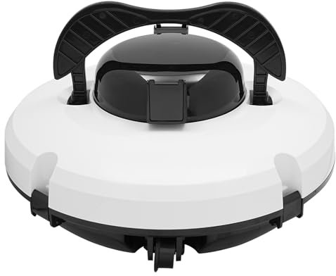 Automatic Robotic Cordless Swimming Pool Vacuum Robot Cleaner Cleaning Machine with Dual Motor Drive Motors And Double Wide Suction Cups, Fine Filter, 120 Mins for Pool Pool Up to 1076.4ft², White