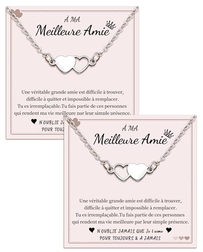 SUNSH Cadeau Meilleure Amie Femme, Collier Amitié pour 2 Fille, Meilleurs Amis Collier Bff Colliers Cadeaux Amitié pour 2 Filles Cadeau D'anniversaire pour Meilleurs Amis, Noël