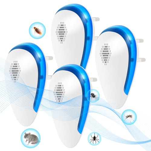 Ultrasonic Pest Repeller Plug-In 4 Pack– Effective Mouse Repellent, Mosquito Repellent, Rodent Deterrent and Insect Repellent – Ideal for Mice, Rats, Spiders and More