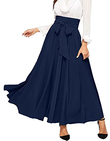 Gonna a pieghe da donna, lunga, estiva da donna, leggera e ariosa, maxi gonna a pieghe, stile tradizionale, elegante, casual, semplice, semplice, gonna lunga da donna