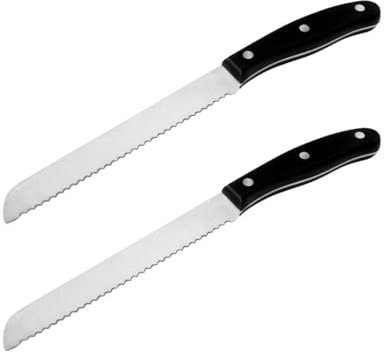 Nirosta 9325750 Lot de 2 couteaux à Pain Fit 31cm en Pom/INOX, Acier Inoxydable, Noir/Argent, 31 x 5 x 2 cm