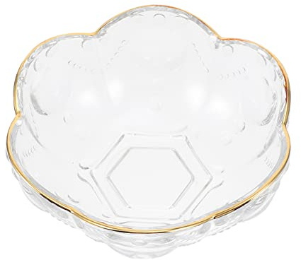 ULTECHNOVO Bol Verre Transparent à Bords Dorés Design Irrégulier Et Élégant Bol à Salade Polyvalent pour Cuisine Restaurant Et Maison Saladier Original pour Fruits Et Soupes
