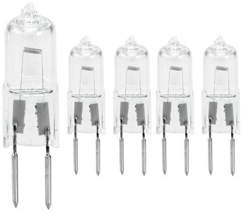 UGEFKMQ 5PCS G5.3 50W 12V Clear Lense Bulb G5.3 20W Halogen Light Bulbs GU5.3 Bi-Pin Base Tungsten Halogen Lamp Warm White 75W