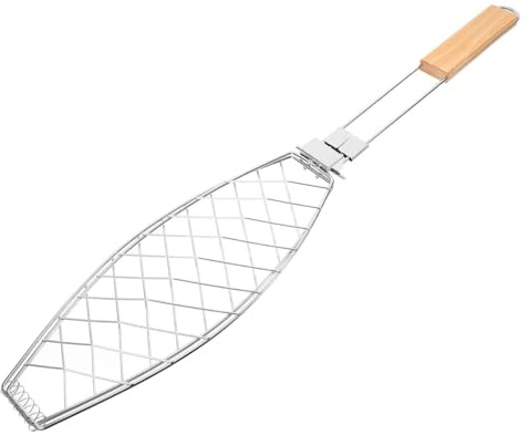 Healifty Panier Gril Poisson BBQ Multifonction avec Poignée Amovible Cage Barbecue Maison Et Camping Grill Barbecue à Mailles Sécurisées pour Viande Et Poisson