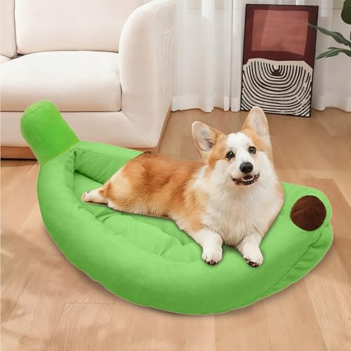 Banane Hundebett, Weich Katzenbett, waschbar Haustierbett, Katzenkissen, Katzensofa Nest Bett, Katzenkissen, Haustierbett, Cat Bed, Katzenkorb, für Katzen und Hunde, für alle Jahreszeiten (Grün)