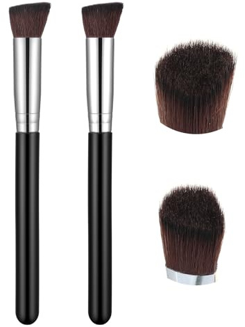 2 pennelli angolari per occhi, triangolari, per correttore, naso, contouring, fondotinta, pennelli angolati sotto gli occhi, pennelli illuminanti per sfumare il contorno del viso in crema, colore nero