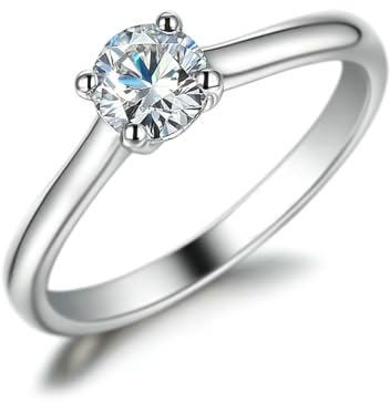 Whoiy Gold Ring Damen Platin, Trauringe Solitär mit 0.5ct Moissanite Hochzeits Ring 950 Echtgold Damenringe Gr. 60 (19.1)