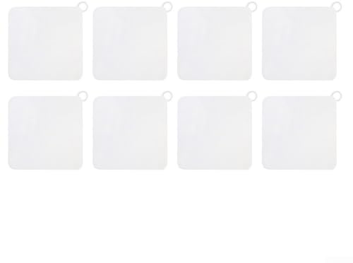 Eawfgtuw Lot de 8 bouchons de vidange en silicone pour cuisine, salle de bain et douche, 14,7 x 14,7 cm, siphon à débris réutilisable pour canalisations standard (blanc)